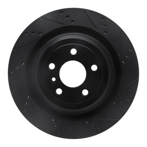 Mercedes-Benz GLS450 Brake Rotor (1) - Rear Right - R1 Concepts - Drilled & Slotted - Black - `13-`19